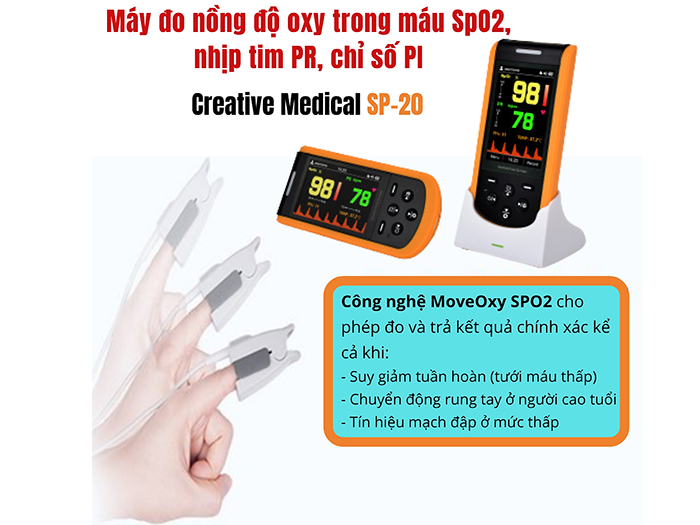 Máy đo nồng độ oxy trong máu SpO2 cầm tay Creative Medical SP-20