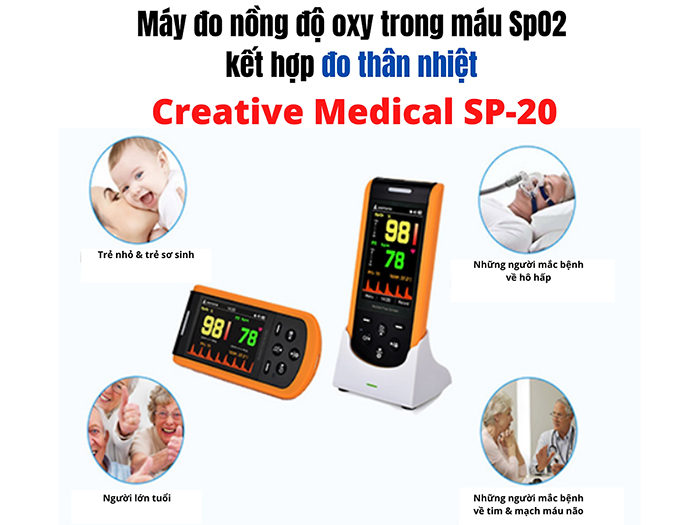 Máy đo nồng độ oxy trong máu SpO2 cầm tay Creative Medical SP-20