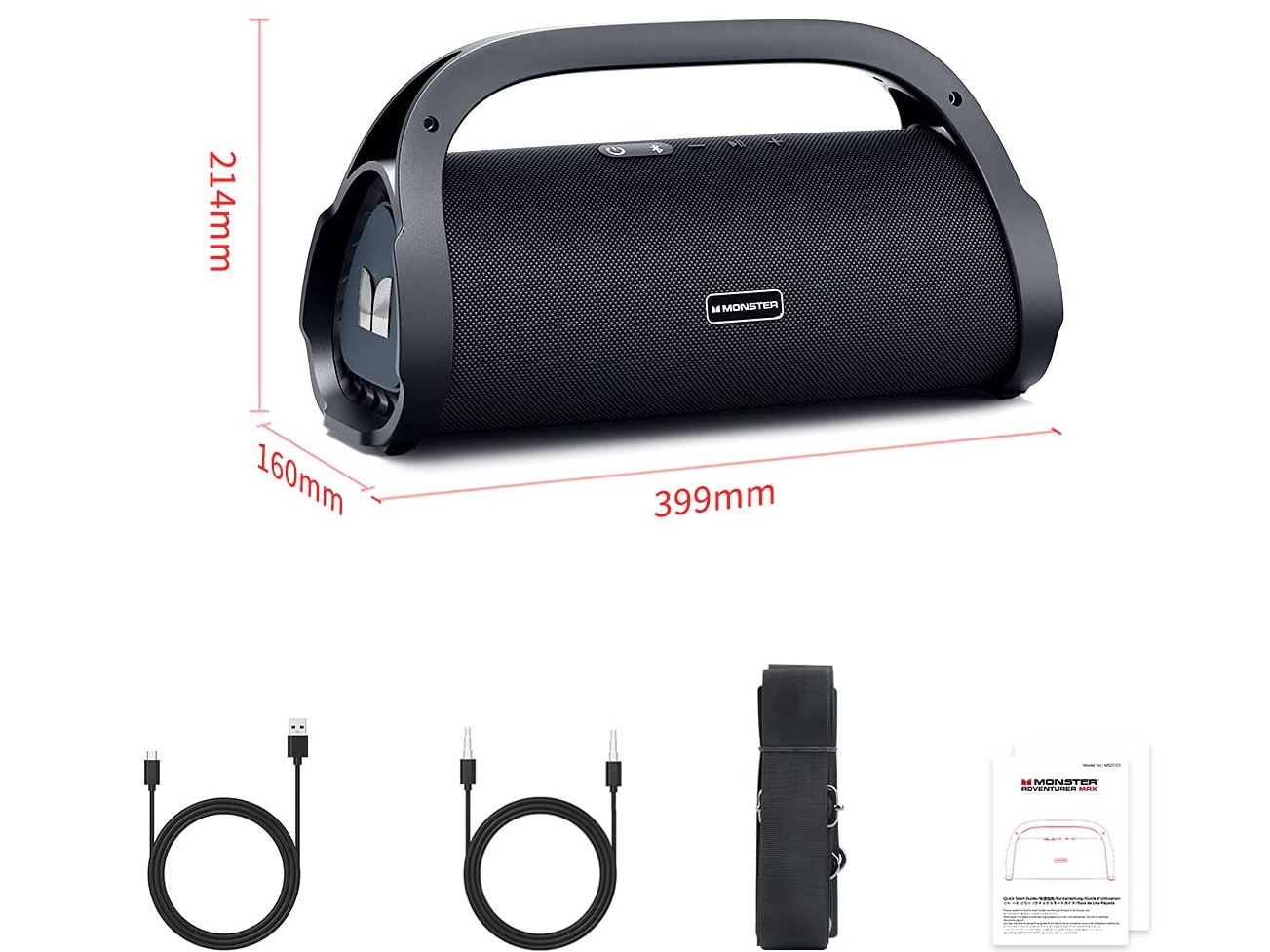 Loa Bluetooth di động Monster Adventurer MAX (MS22101-Black)