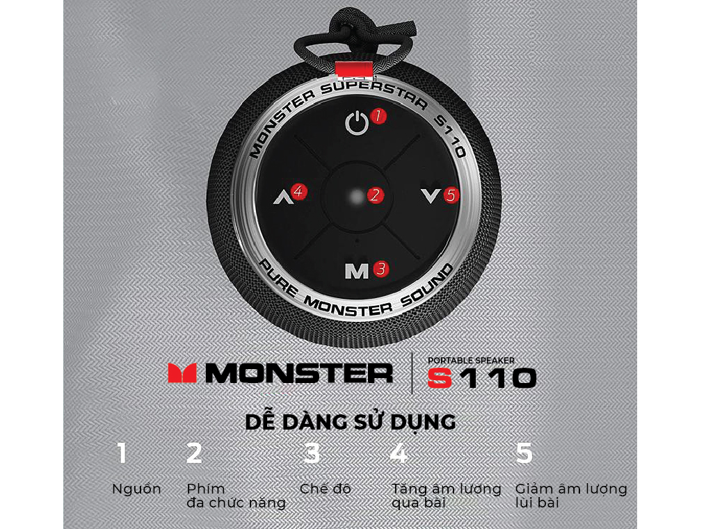Loa Bluetooth di động Monster S110 Superstar (MS11901-Black)
