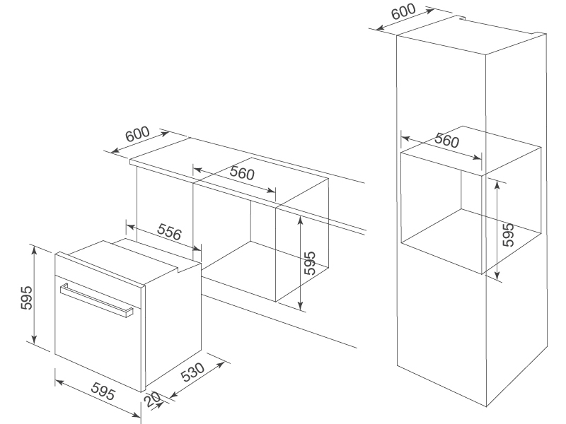 Lò nướng âm tủ Malloca MOV-575 ECO - 57 lít