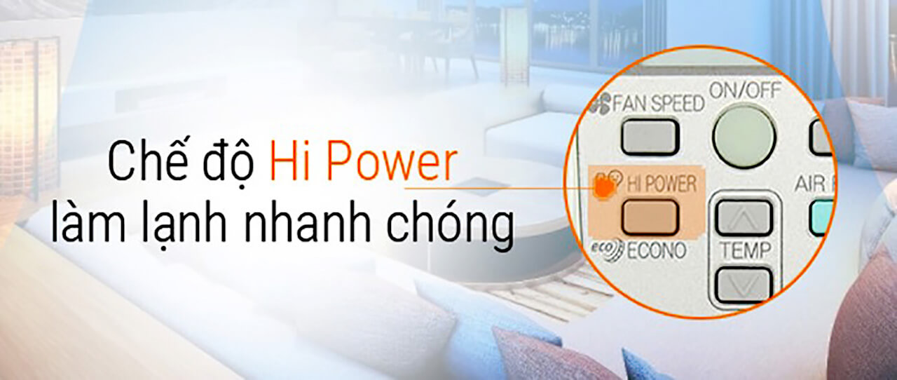 Máy lạnh Mitsubishi Heavy được tích hợp công nghệ làm lạnh nhanh Hi-Power