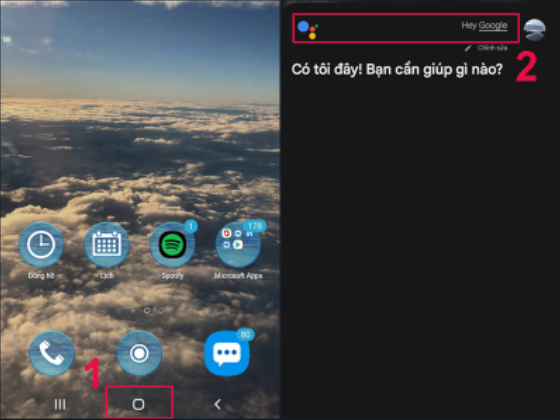 Giao diện Google xuất hiện, bạn hãy nói OK Google hoặc Hey Google để kích hoạt trợ lý ảo (đối với lần đầu sử dụng)