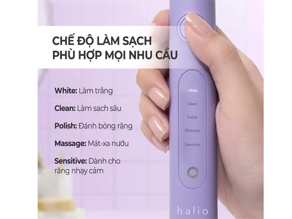 Bàn chải điện Halio Sonic Whitening Electric Toothbrush Periwinkle