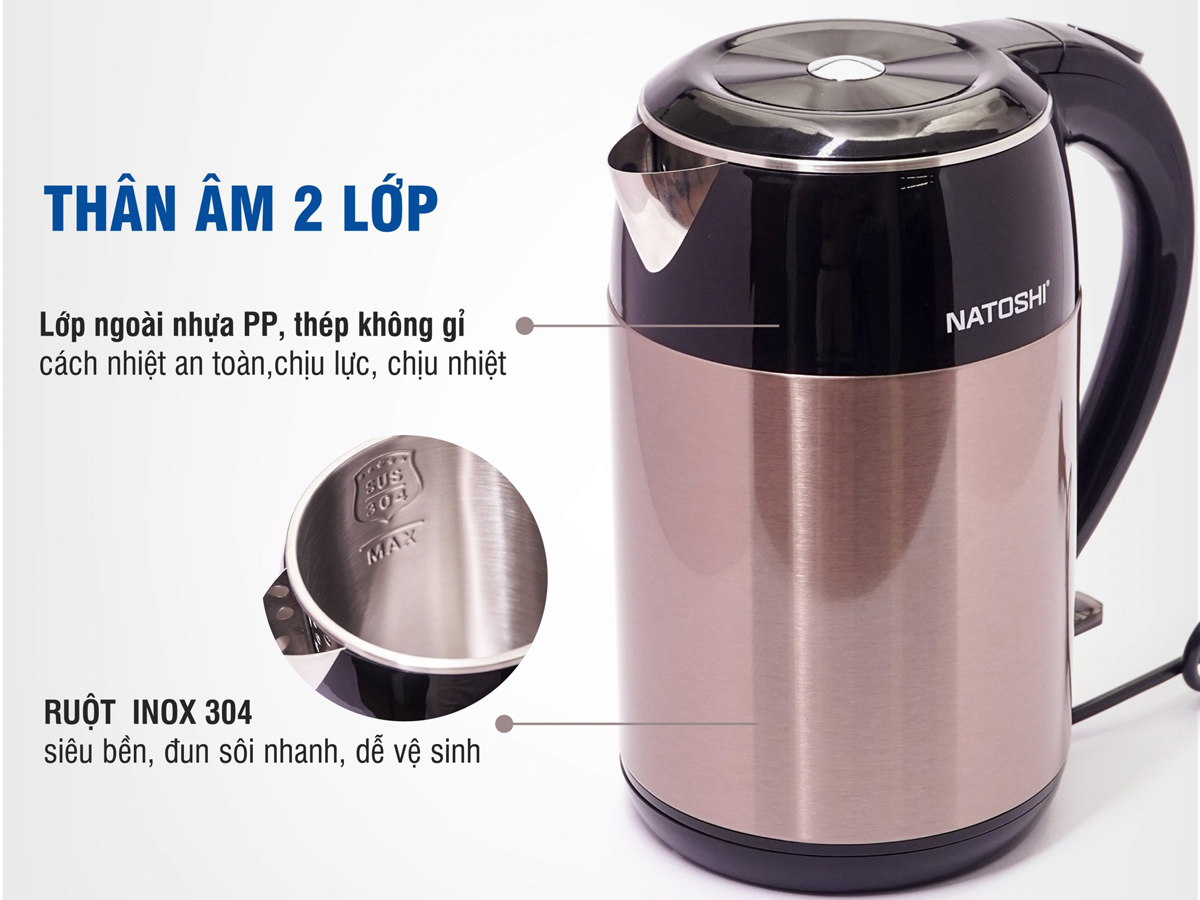 Ấm siêu tốc Natoshi NS-08 - 1.8 lít