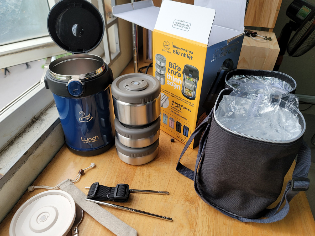 Hộp cơm giữ nhiệt 2GOOD Lunch Box HC01 (2 lít) - Kèm muỗng và đũa inox 304