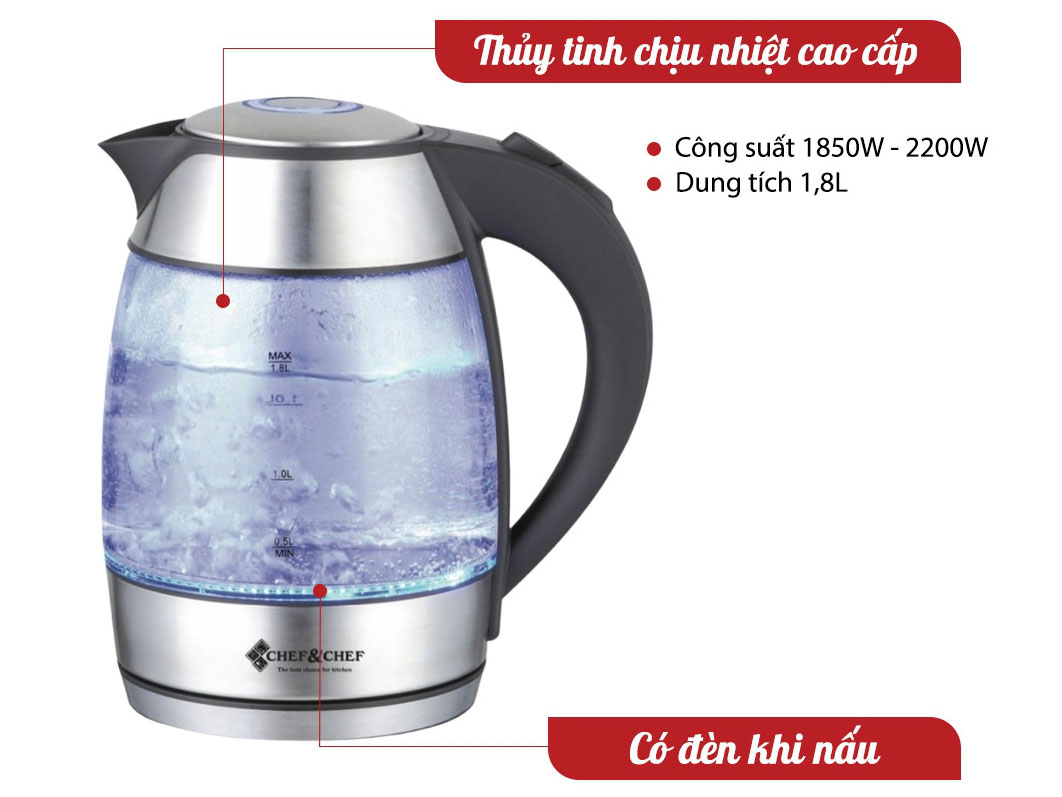 Ấm siêu tốc Chef Chef CH-1751 - 1.8 lít