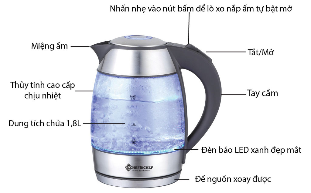 Ấm siêu tốc Chef Chef CH-1751 - 1.8 lít