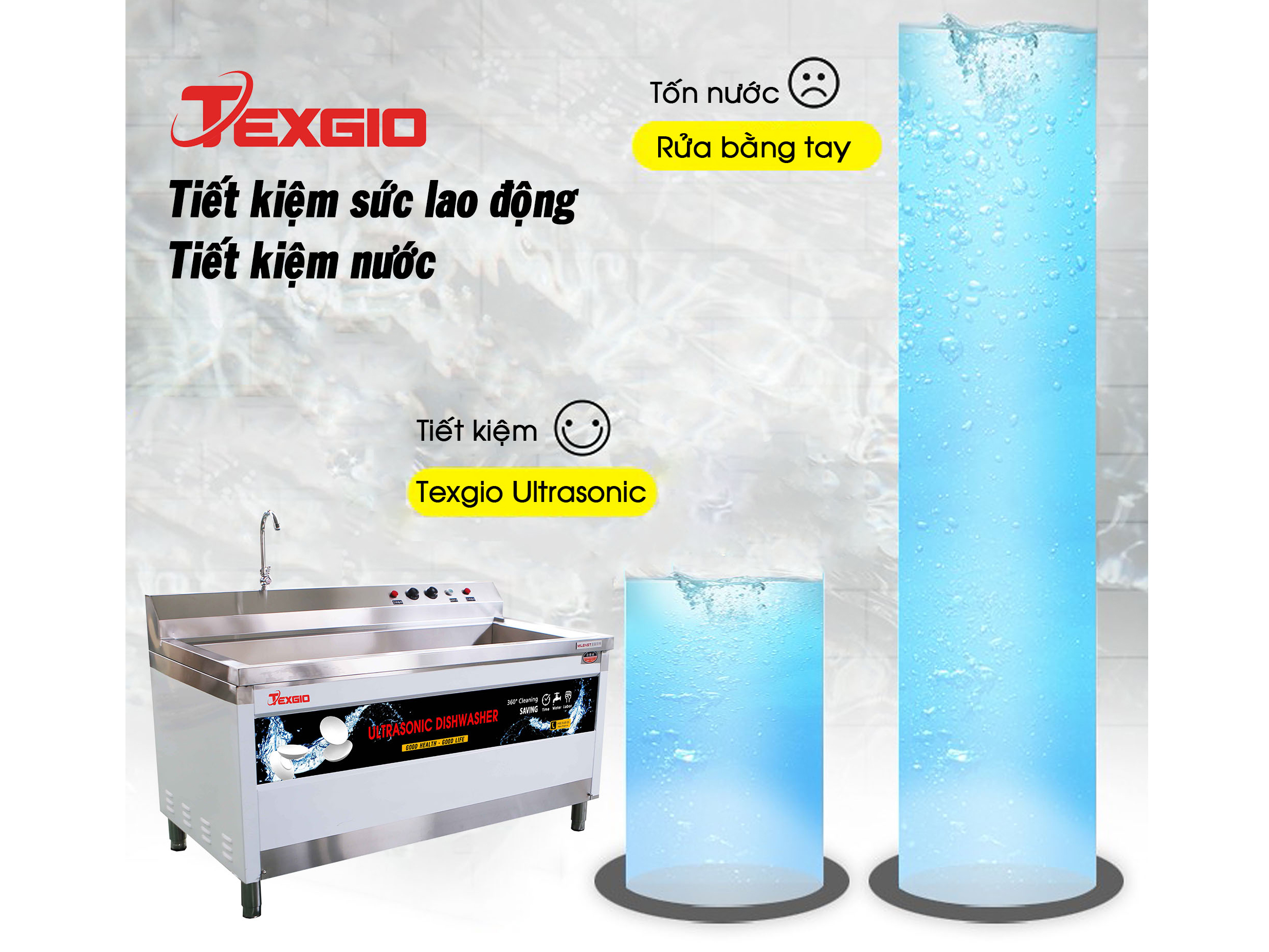 Máy rửa chén bát công nghiệp UltraSonic Texgio Luxury TGU-1200HS