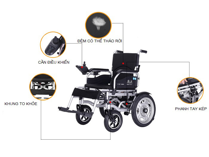 Xe lăn điện tiêu chuẩn gấp gọn COLOR 180F-1 (WC2208ZTL)