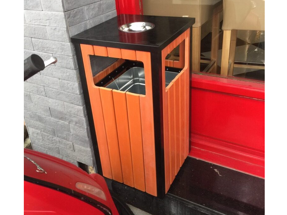 Thùng rác gỗ công cộng ngoài trời Vietbin A78-N