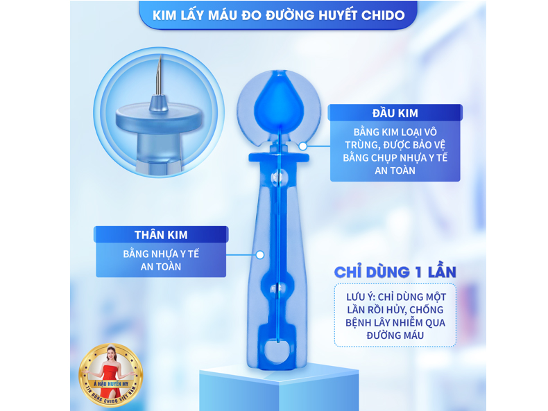 Hộp 50 que thử đường huyết Chido GLS-79 tặng kèm kim lấy máu