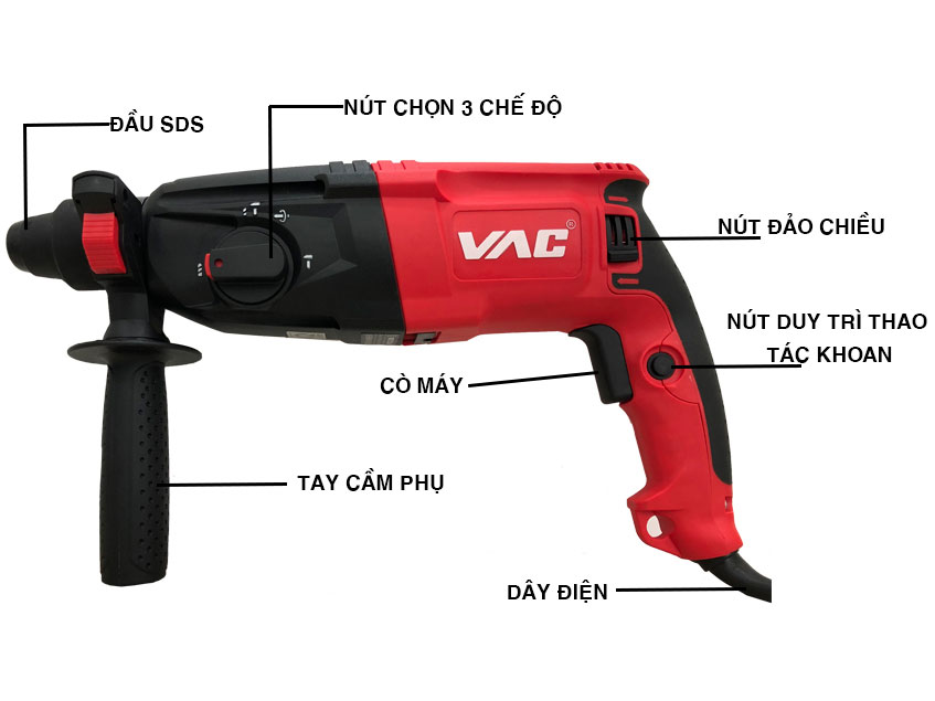 Máy khoan bê tông 3 chức năng VAC VA4102 26mm 800W