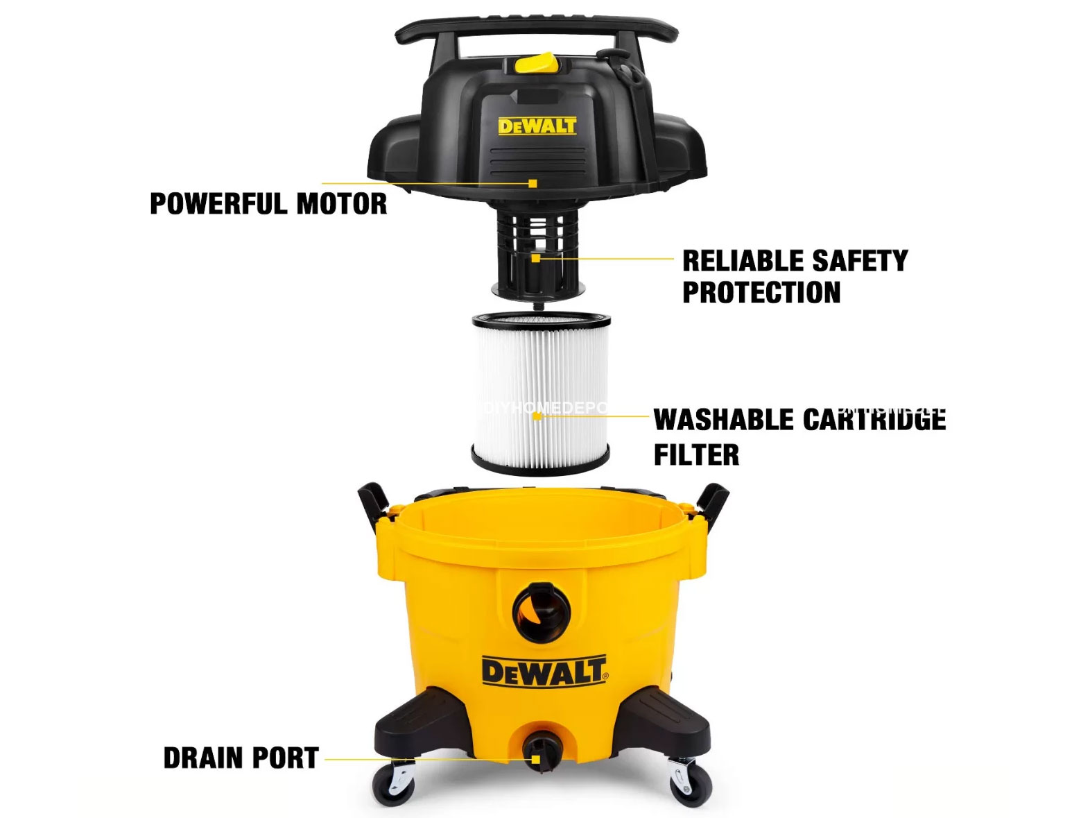 Máy hút bụi 3 chức năng ướt/khô/thổi Dewalt DXV34P - 34 lít