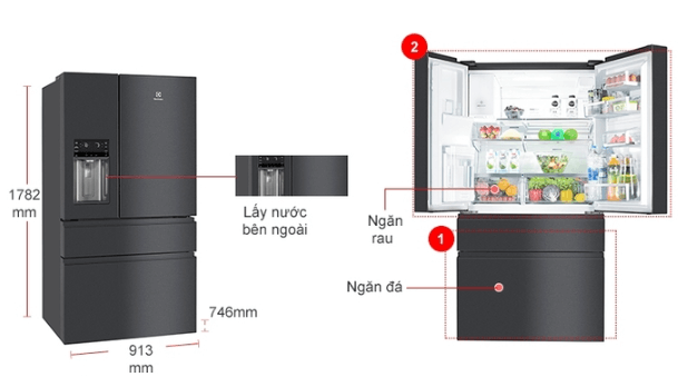 Tủ Lạnh ELECTROLUX INVERTER EHE6879A-B 681 LÍT - META.vn