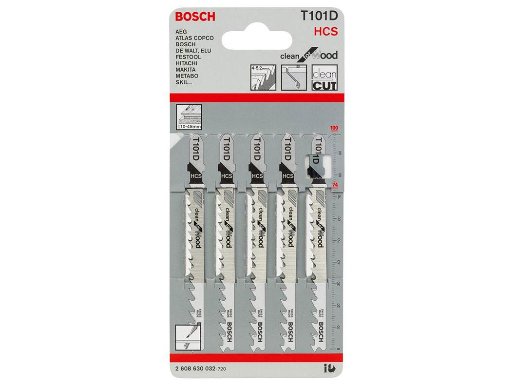 Bộ 5 lưỡi cưa lọng Bosch gỗ T 101 D - 2608630032