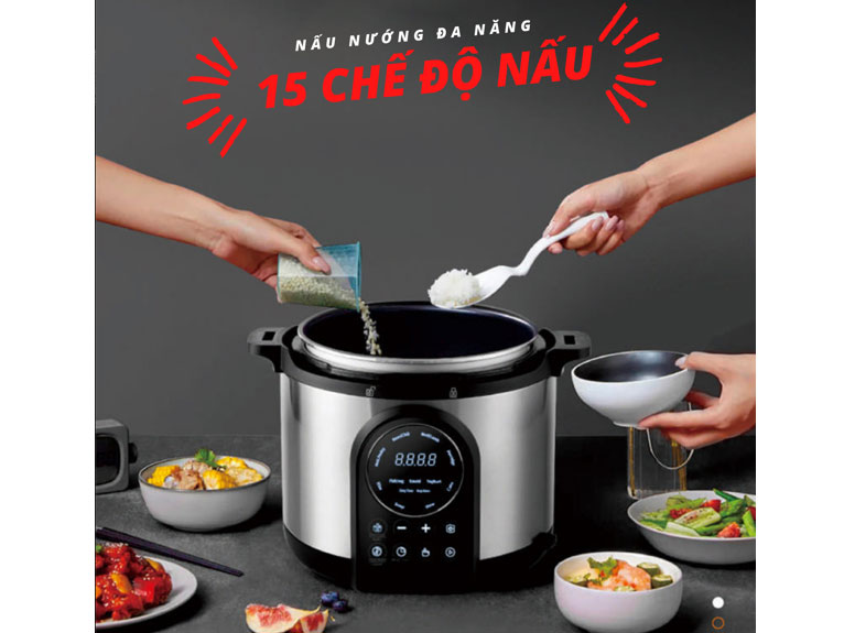 Nồi áp suất điện đa năng Masuto 15 IN 1 MS-AF6 (6 lít)