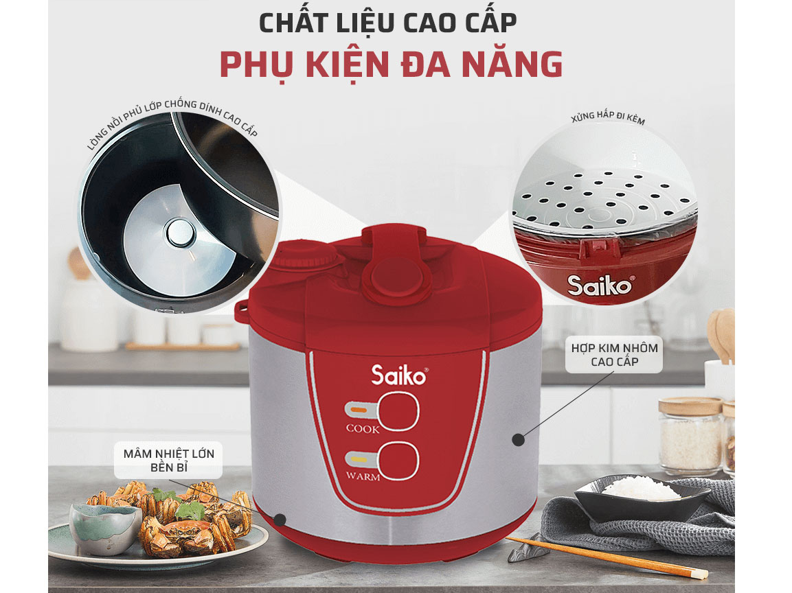 Nồi cơm điện Saiko RC-1819T - 1.8 lít