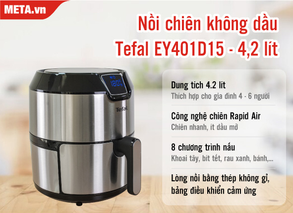 Nồi chiên không dầu Tefal EY401D15 - 4,2 lít