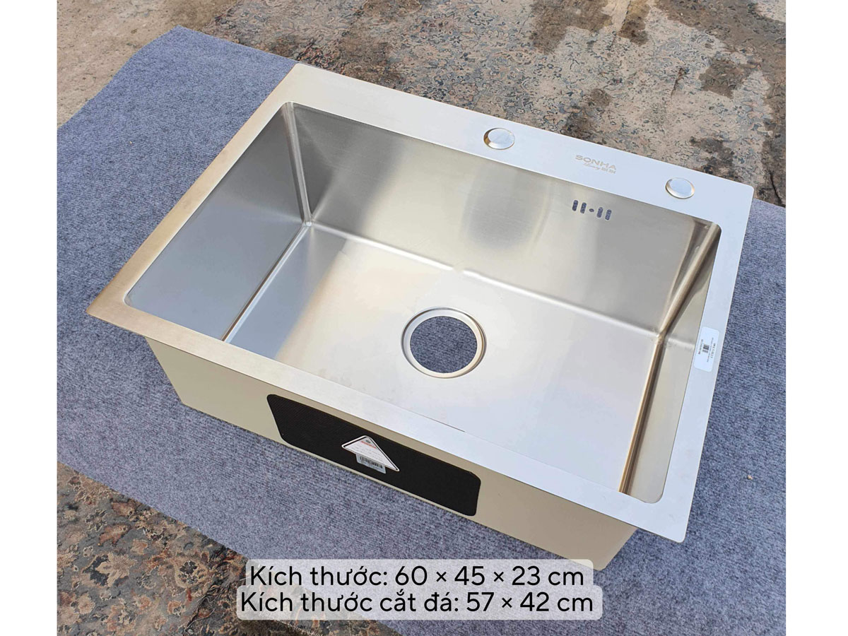 Chậu rửa bát inox Sơn Hà 1 hố HM.X.1C.60.2.3