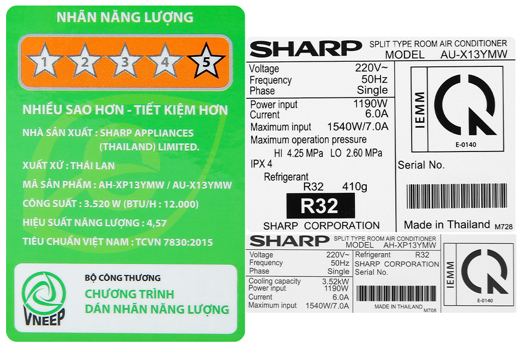 Máy lạnh Sharp Inverter 1.5HP AH-XP13YMW