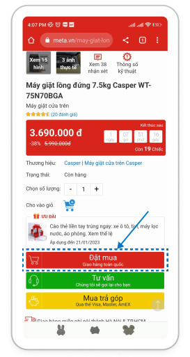 Đặt mua sản phẩm trên META
