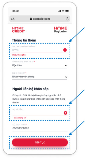 Điền thông tin cá nhân