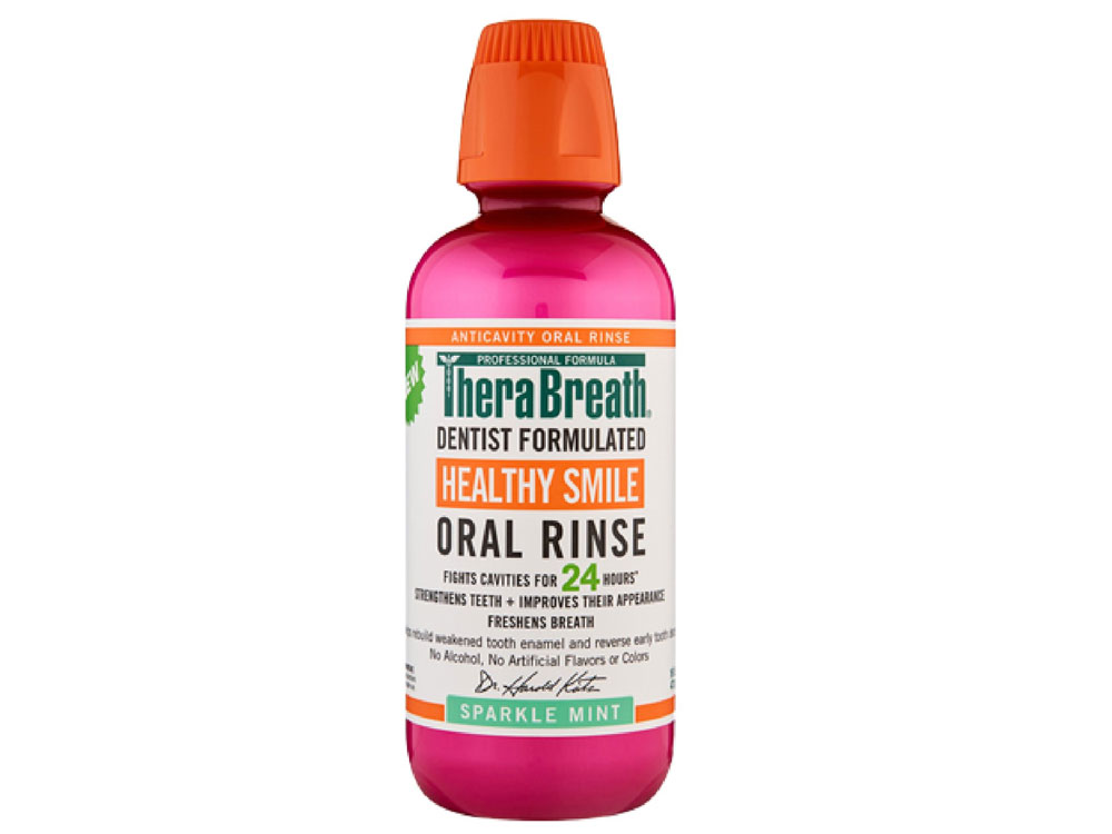 Nước súc miệng TheraBreath Healthy Smile Oral Rinse 473ml Hồng META.vn