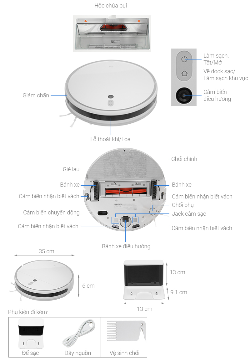 Robot hút bụi lau nhà Xiaomi Mi Robot Vacuum-Mop 2 EU (BHR5055EU) - META.vn