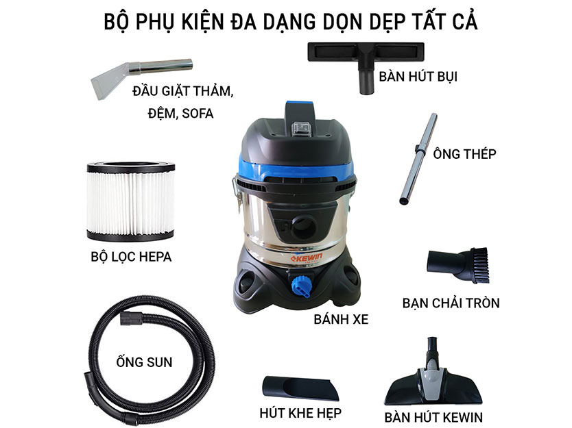 Máy hút bụi và giặt thảm Kewin KN151S - 5 chức năng