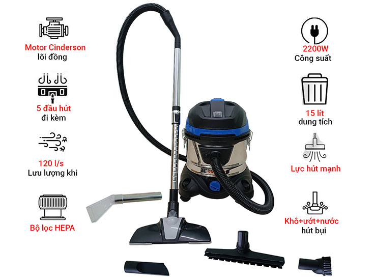 Máy hút bụi và giặt thảm Kewin KN151S - 5 chức năng