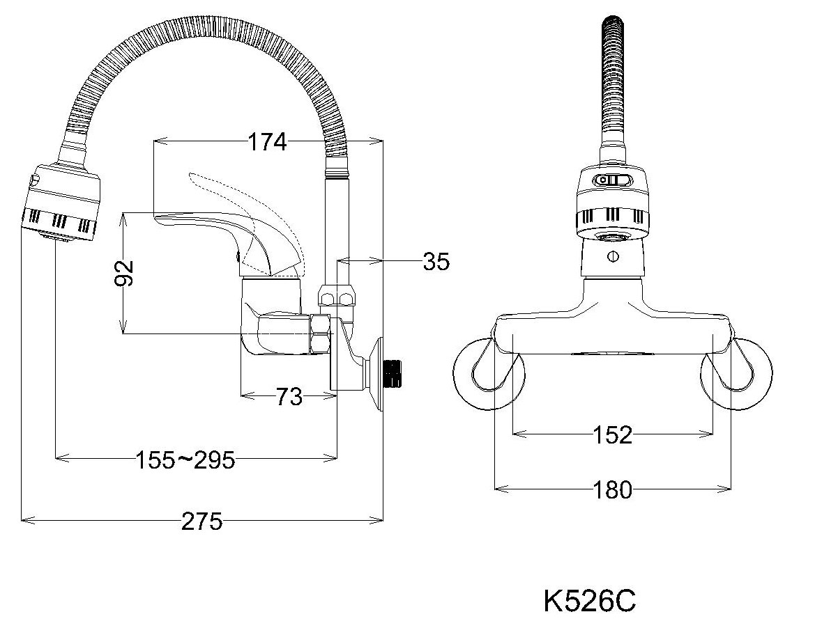 Vòi bếp nóng lạnh gắn tường Caesar K526C