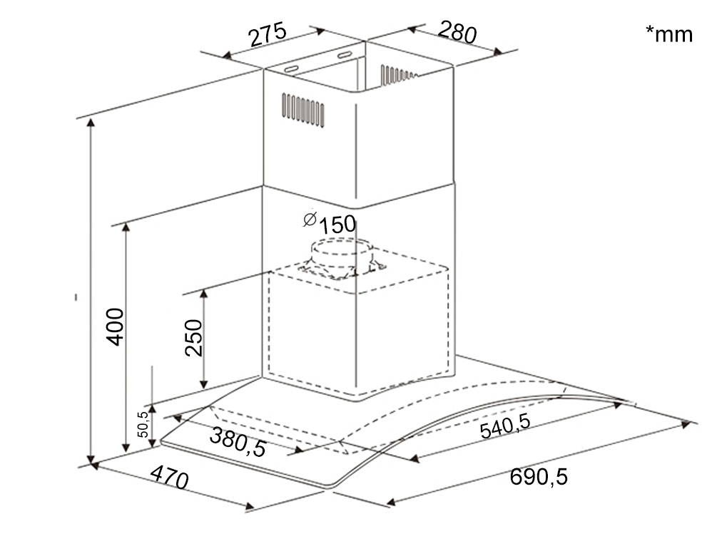 Máy hút mùi Dann DA70EB