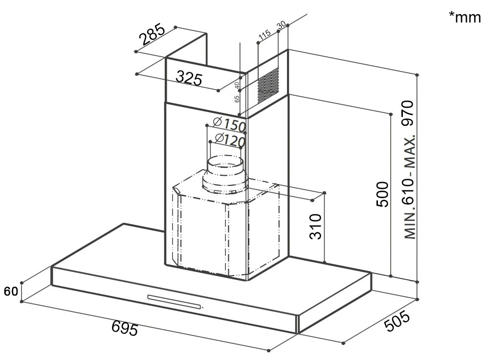 Máy hút mùi Dann DS70T