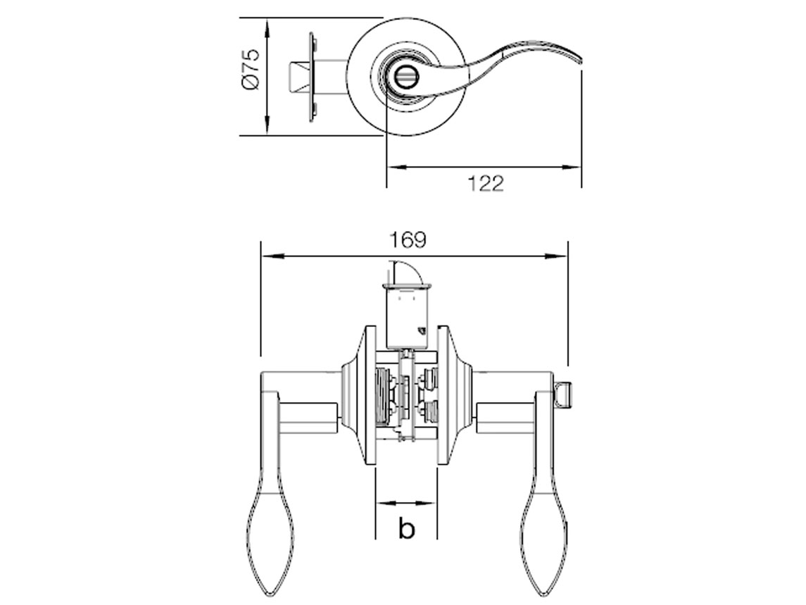 Bộ khóa tay nắm cửa toilet Hafele 489.10.199 màu đồng bóng