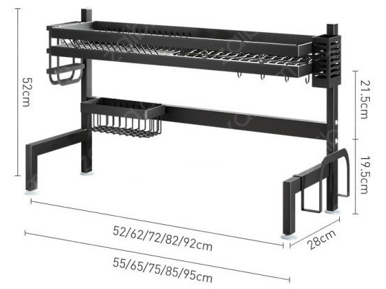 Kệ bát sơn đen chống khuẩn cao cấp 1 tầng 85cm Zaibra CB085T1