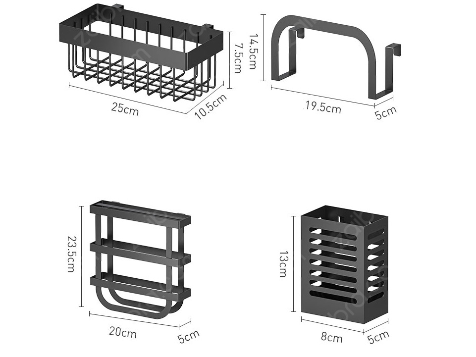 Kệ bát sơn đen chống khuẩn cao cấp 1 tầng 95cm Zaibra CB095T1