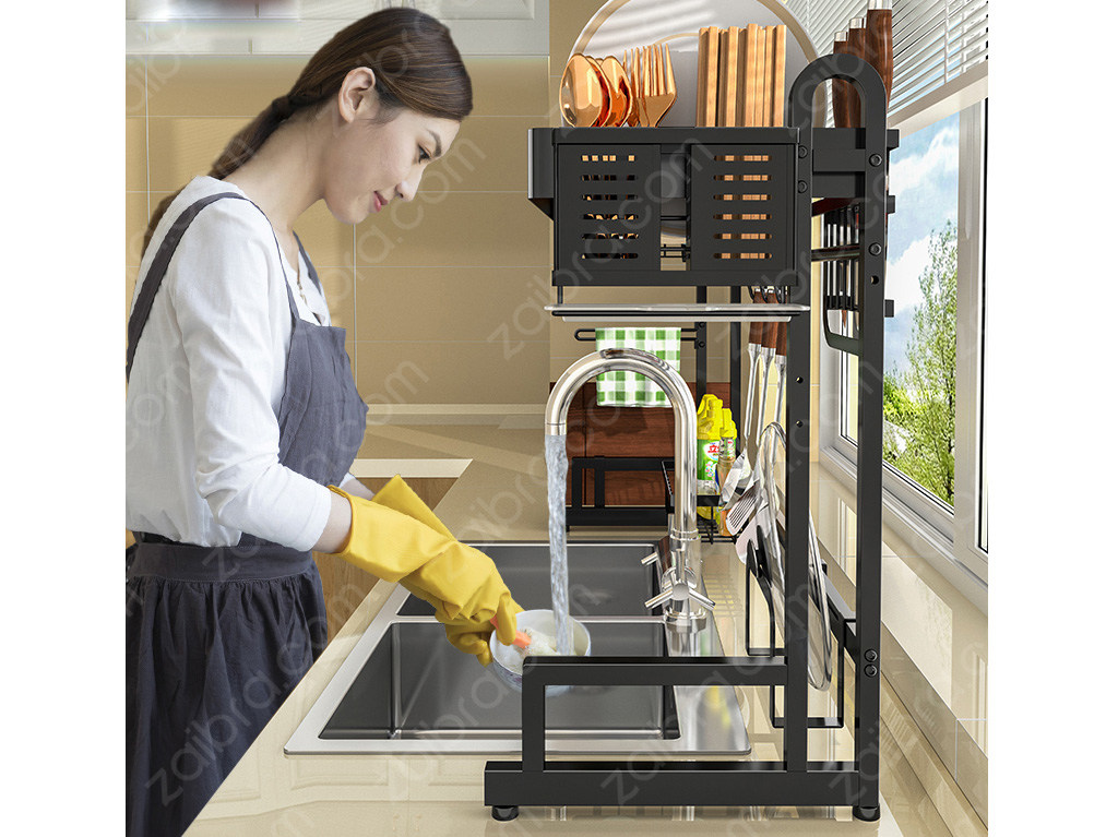 Kệ bát sơn đen chống khuẩn cao cấp 1 tầng 125cm Zaibra CB125T1