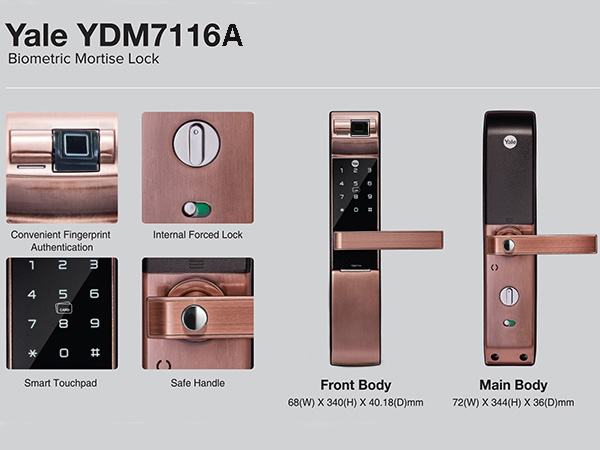 Khóa điện tử vân tay thông minh Yale YDM7116ARB