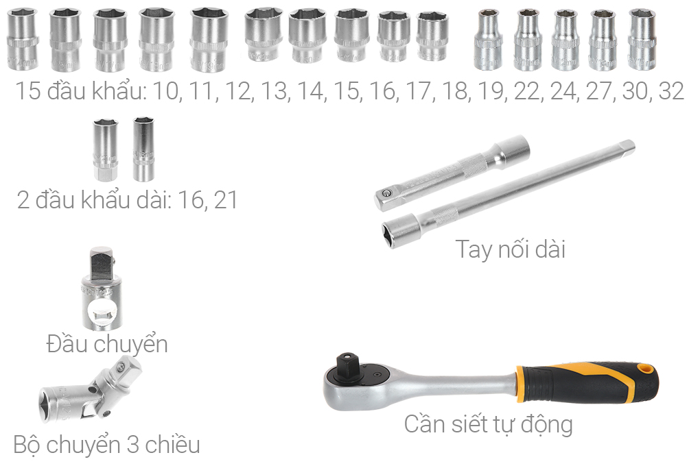 Bộ tuýp 1/2 inch Tolsen 15139 (22 món)