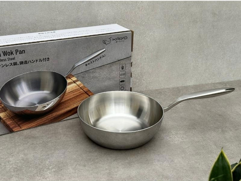 Chảo đúc inox 3 lớp đáy liền sâu lòng Tri-Ply Kaiyo size 20cm