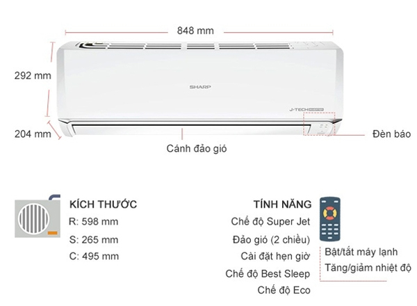 Điều hòa Sharp AH-X9STW 1HP