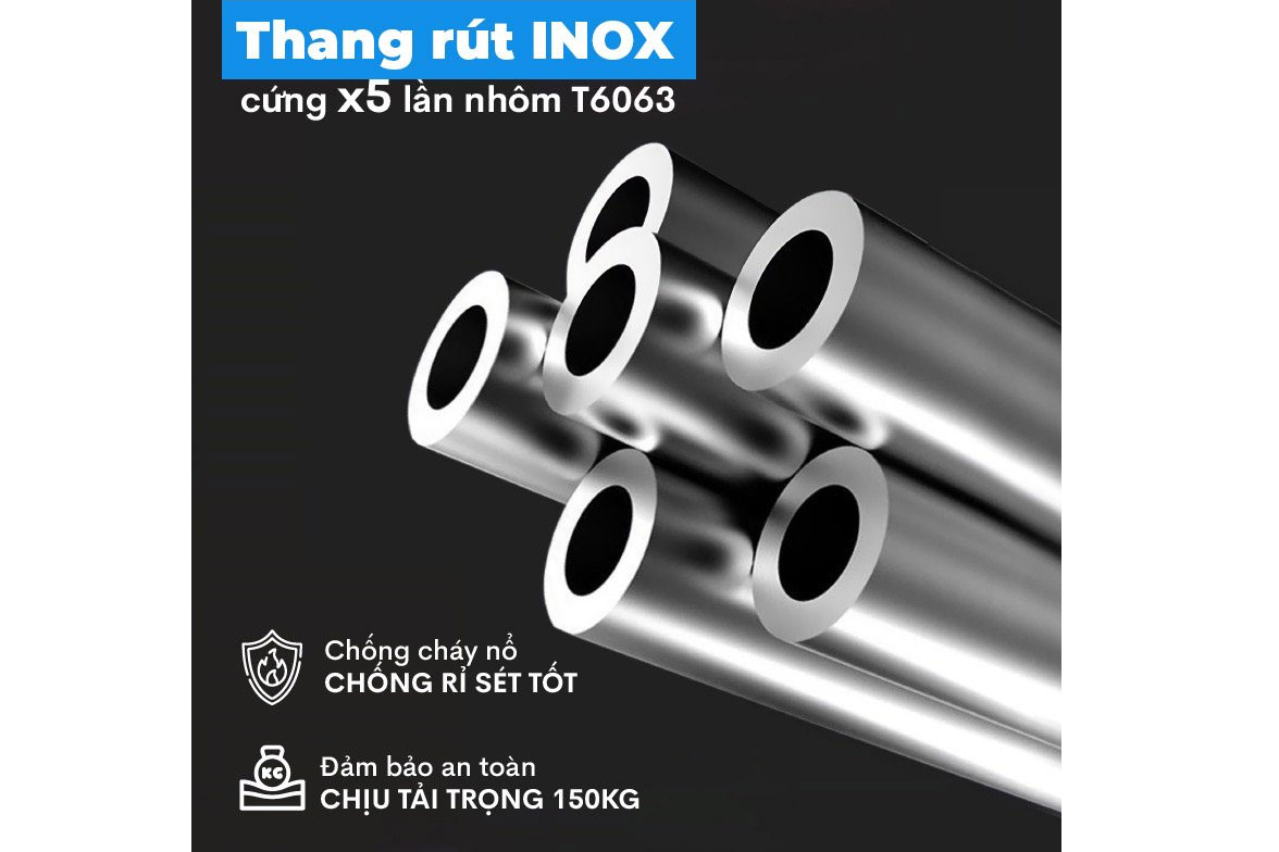 Thang inox rút đơn gấp gọn Nikita ID41 - META.vn