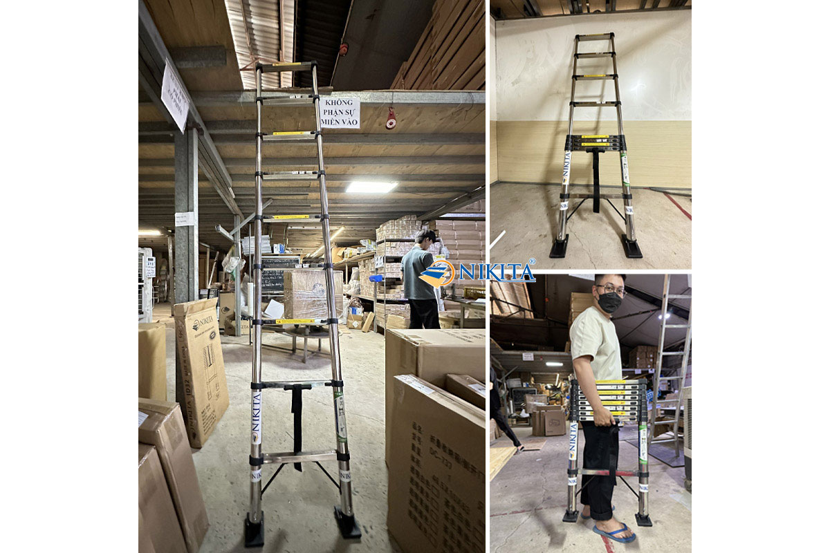Thang inox rút đơn gấp gọn Nikita ID51 - META.vn