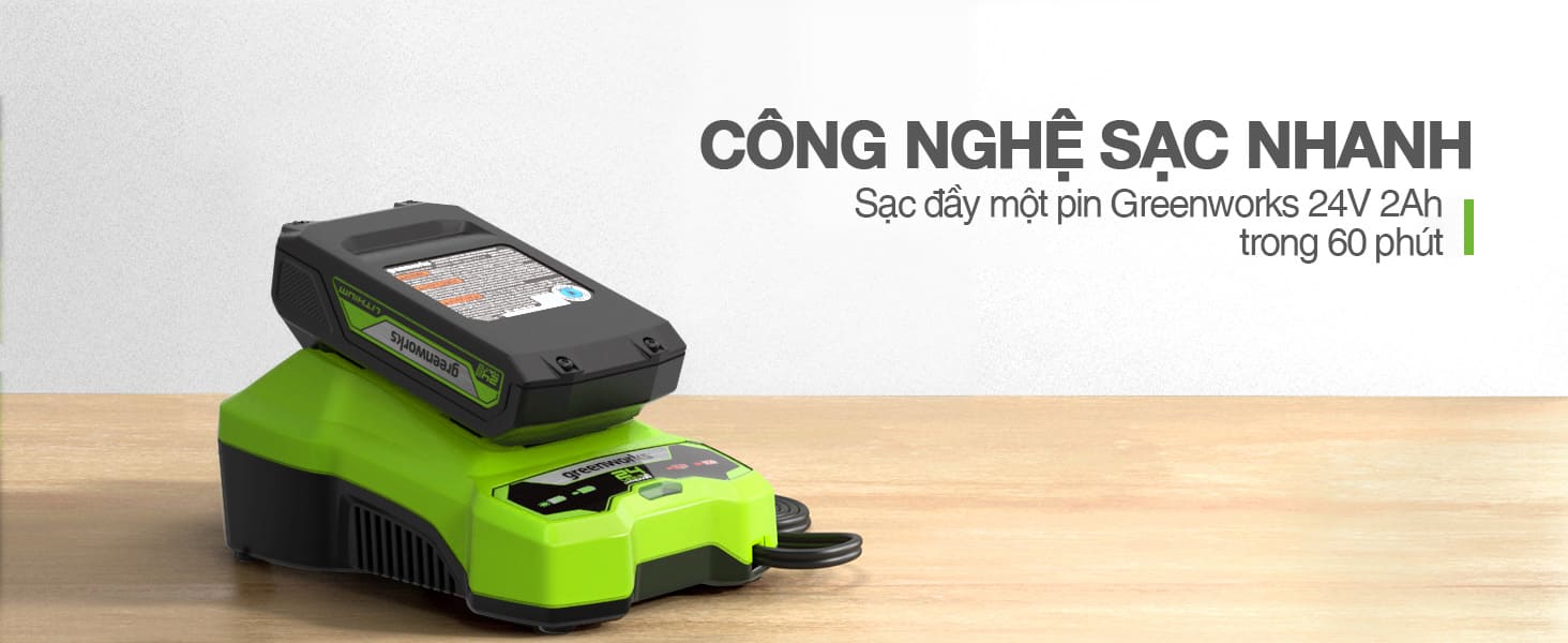 Pin 2ah Sạc pin Greenworks 24V 2A G24C - META.vn