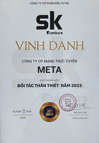 Sumikura vinh danh META.vn là đối tác thân thiết năm 2023