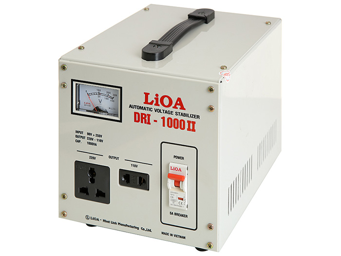 Ổn áp 1 pha Lioa 1KVA DRI 1000II (Dải điện áp đầu vào 90V - 250V)