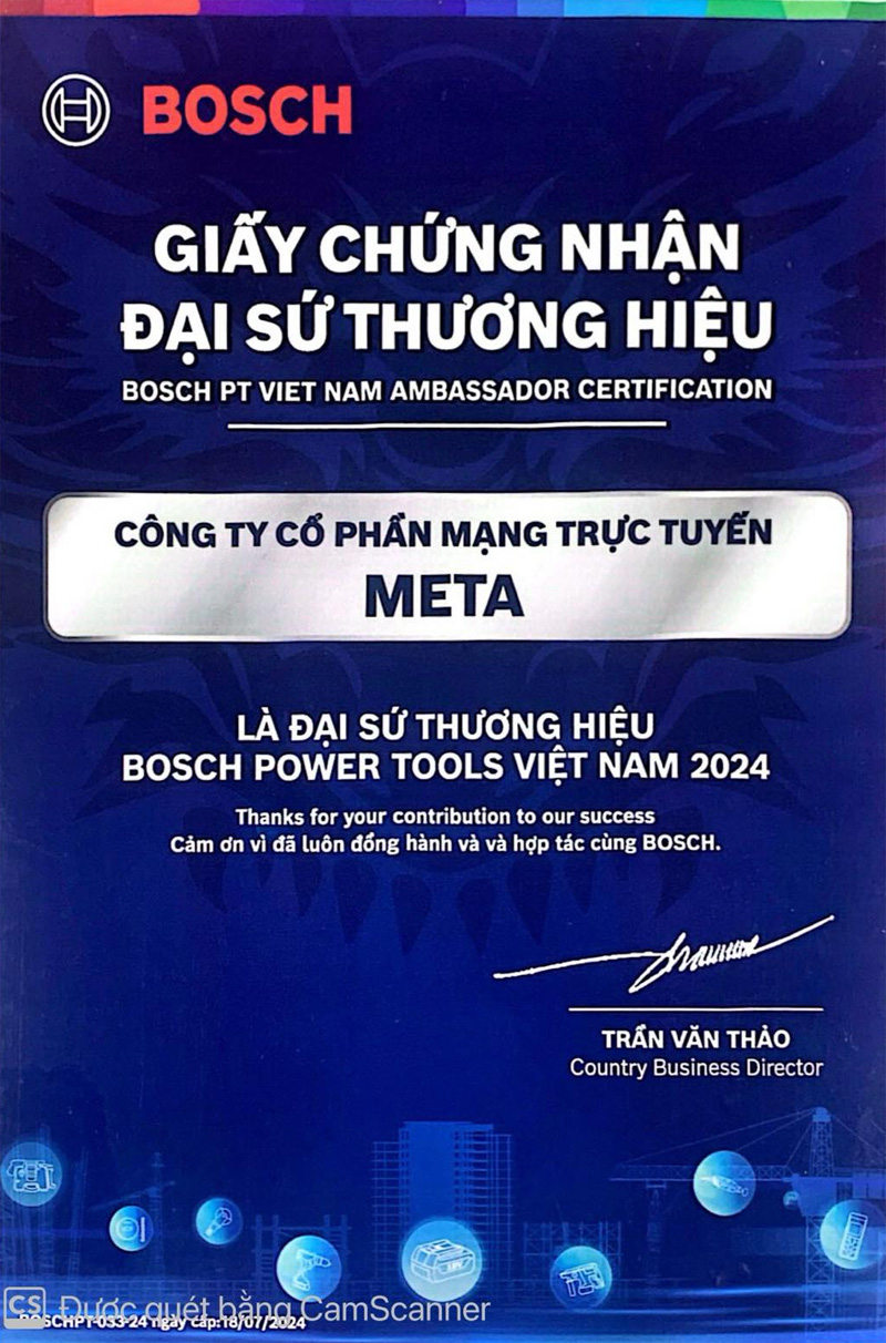 Giấy chứng nhận đại sứ thương hiệu của Bosch