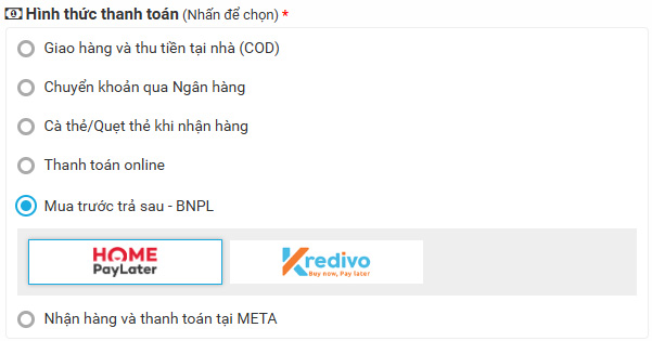 Hình thức thanh toán mua trước trả sau