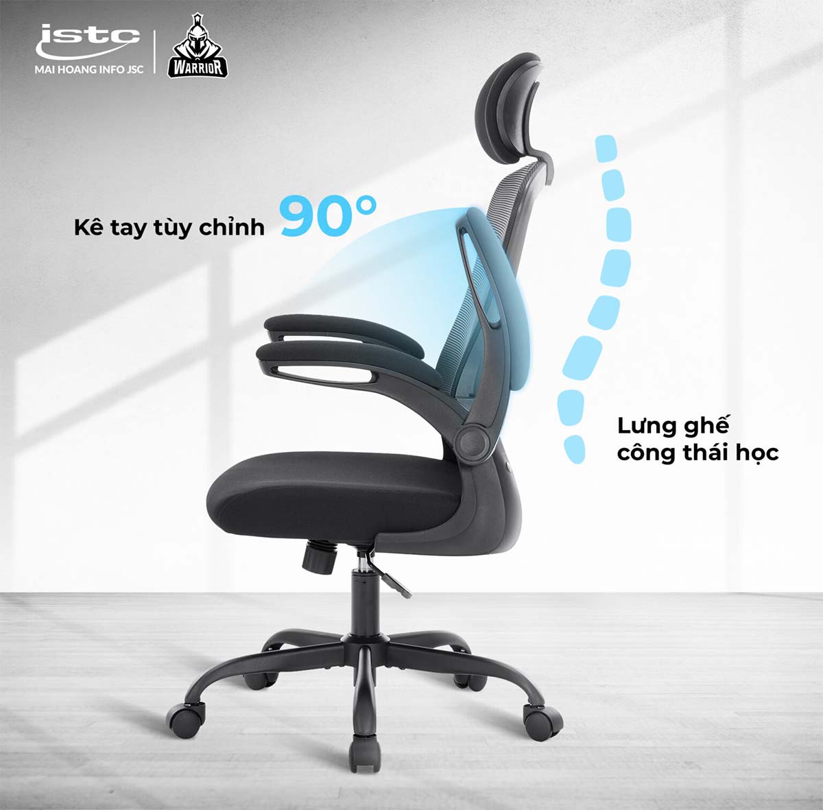Ghế công thái học ergonomic Warrior Pawn series WEC106 Black - META.vn